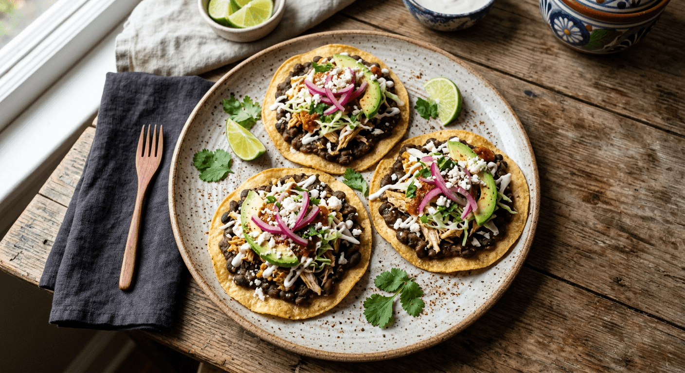 Yucatan Style Black Bean Tostadas