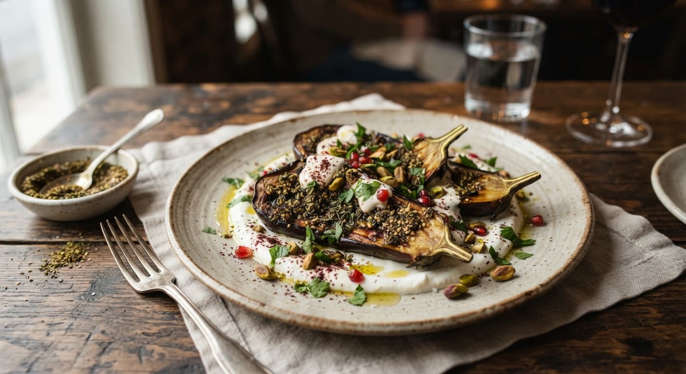 Za'atar Roasted Eggplant with Yogurt Sauce