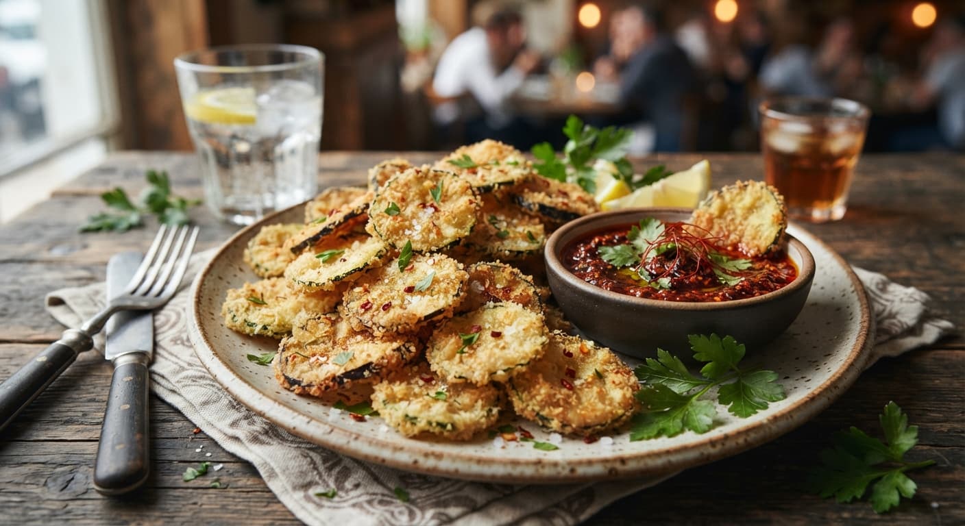 Zucchini and Eggplant Chips with Chili Dip