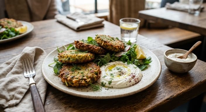 Zucchini Fritters with Garlic Yogurt